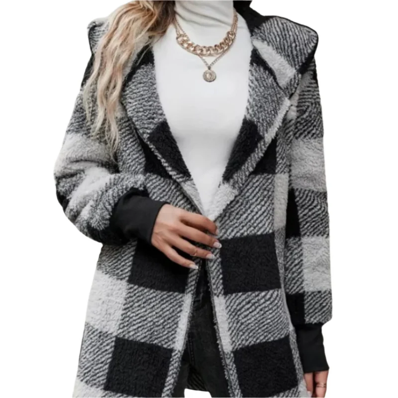 Dames Waterdichte Cardigan met Geruit Patroon