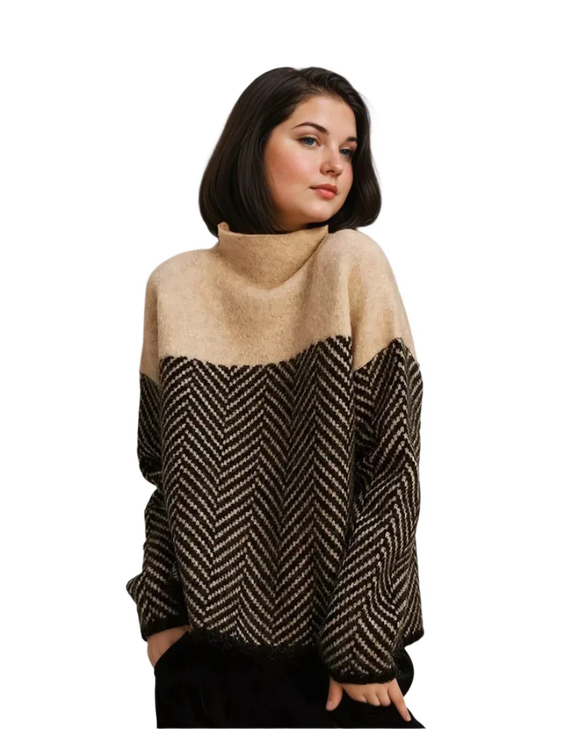 Dames Turtleneck Trui Patroon Zacht Materiaal