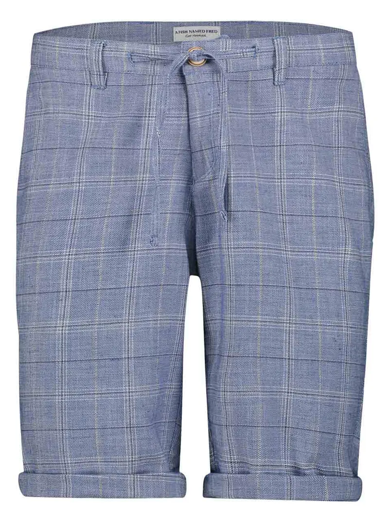 Blauw geruite korte broek | A fish named Fred bermuda washed linen light blue