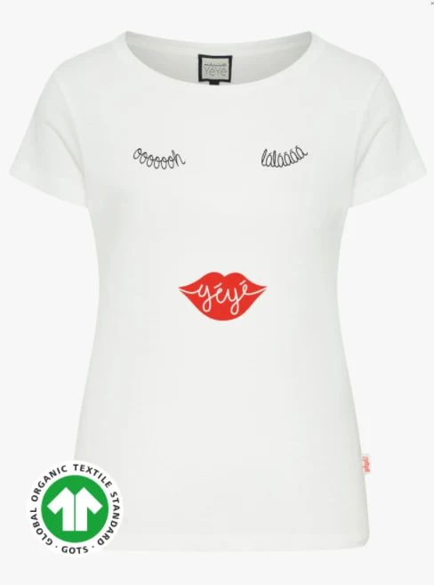 T-shirt van biologisch katoen | Mademoiselle YéYé oooh lalaaa t-shirt ecru