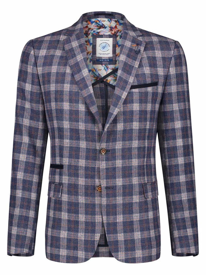 Blazer met 2 knopen | A fish named Fred blazer small blue orange check blue
