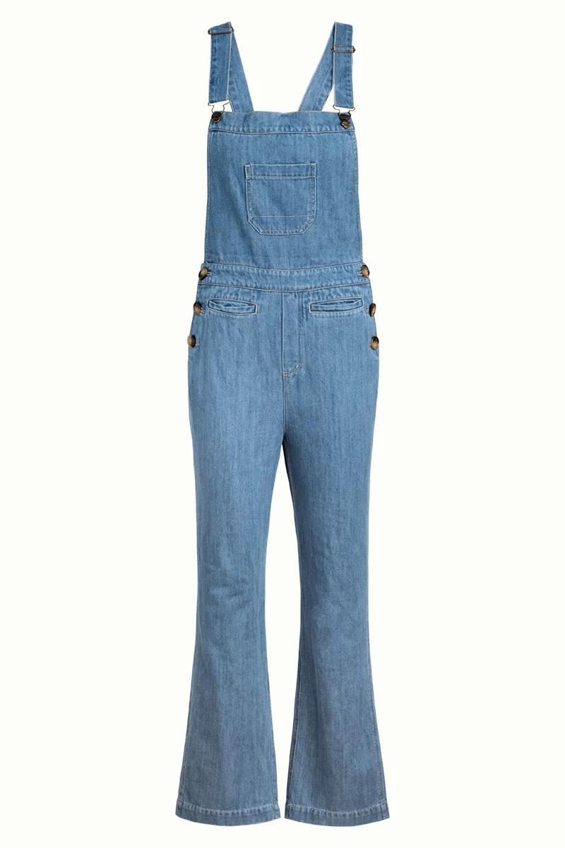 Blauwe denim tuinbroek | King Louie salopette canyon denim bluestone blue