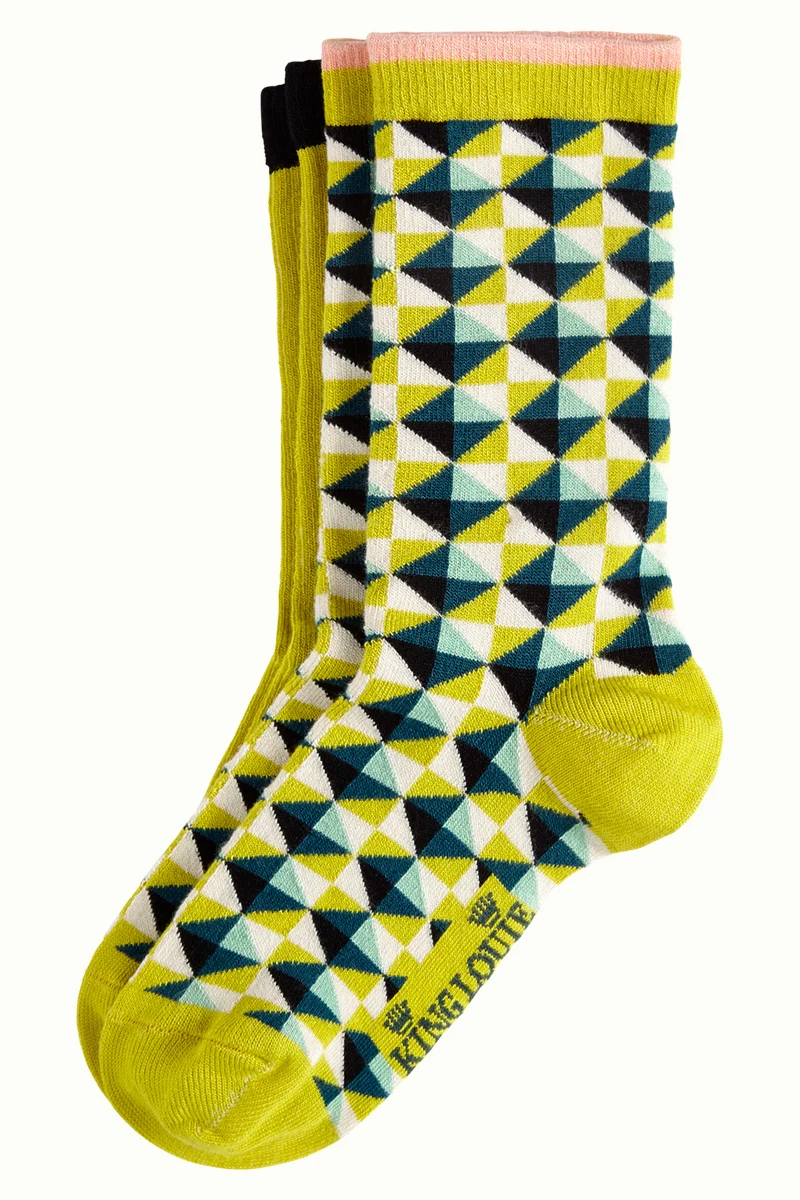 2 paar gele sokken | King Louie socks 2-pack harlequin spring yellow
