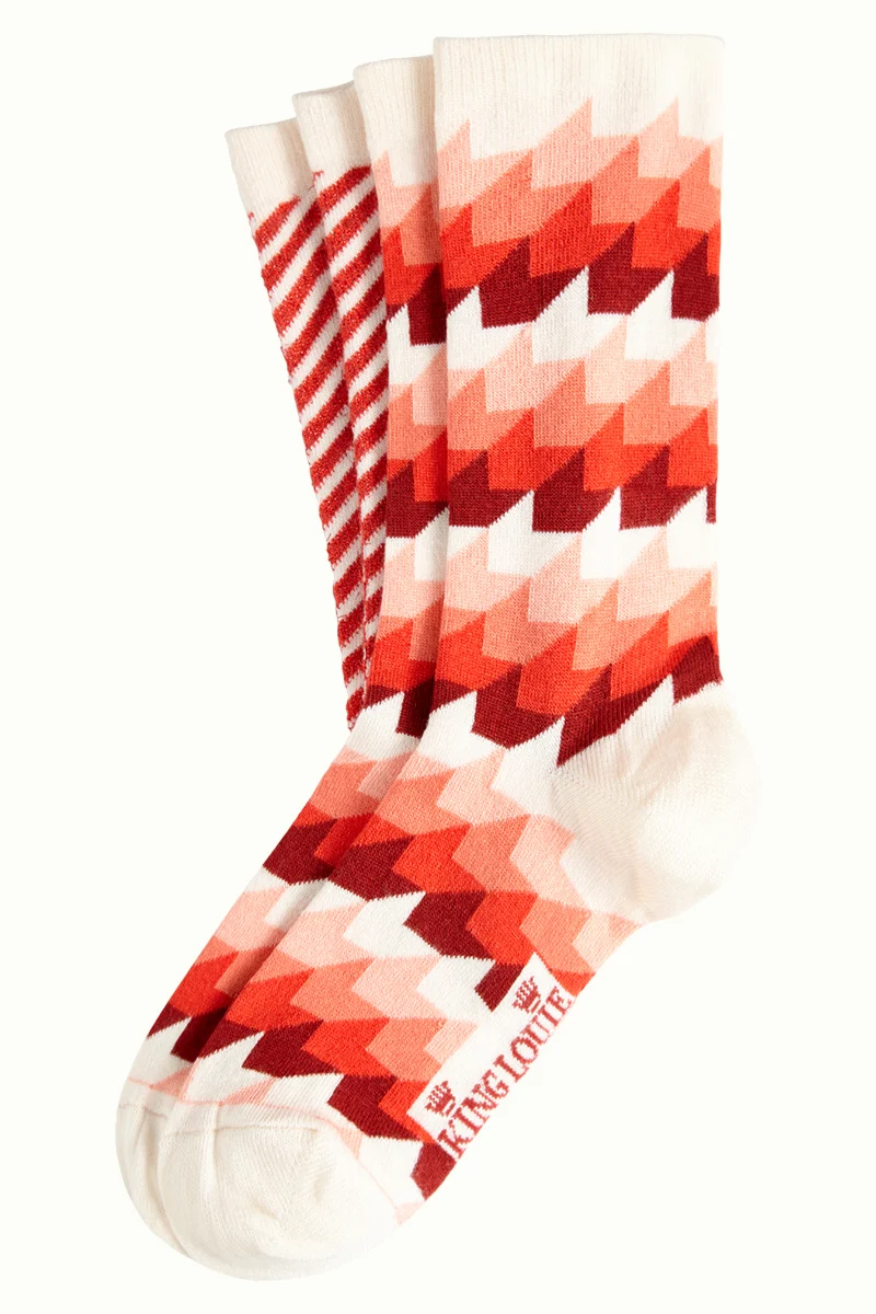 Rode sokken van bamboe | King Louie socks 2-pack daze fire red