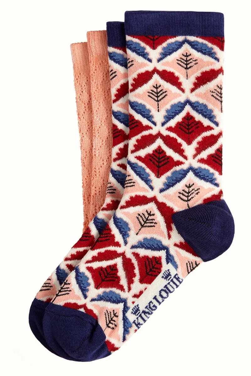 Comfortabele sokken met print | King Louie socks 2-pack medaillon dazzling blue