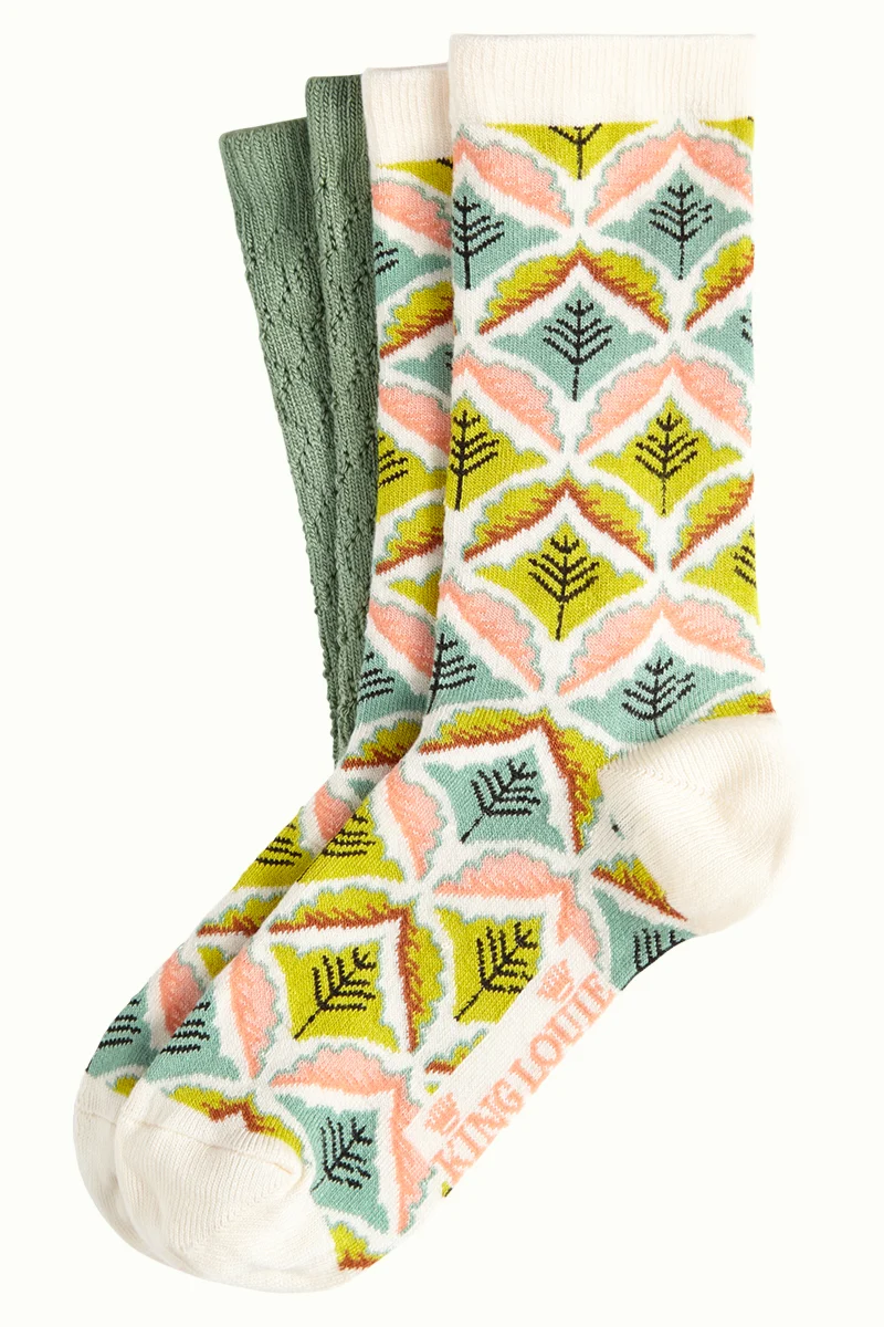2 paar sokken | King Louie socks 2-pack medaillon cream