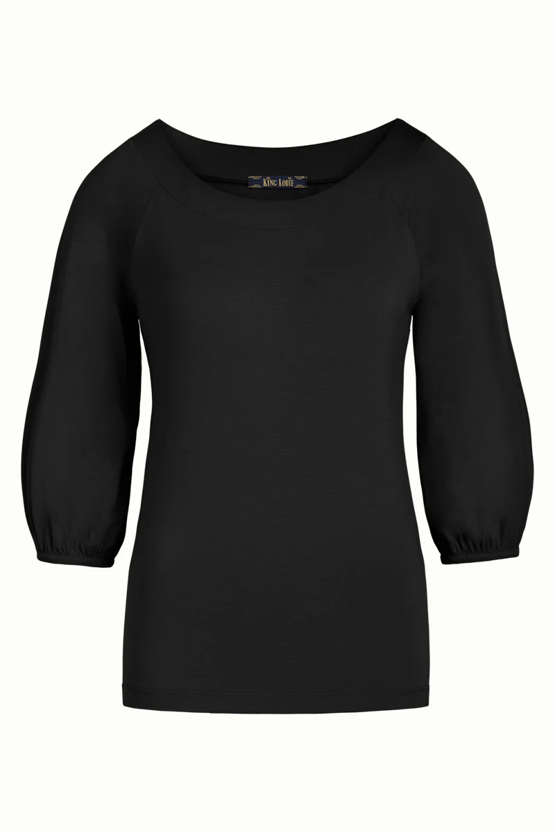 Top met ballon mouwen | King Louie Rosario top viscose lycra black
