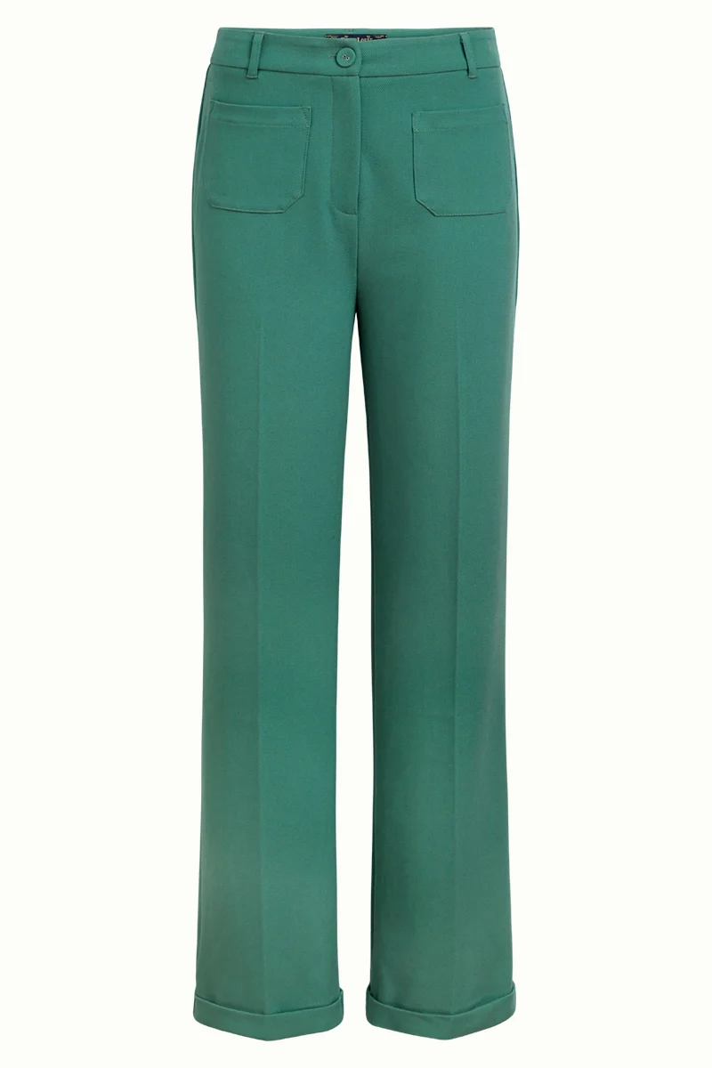 Broek met wijde pijpen | King Louie garbo pockets pants tuillerie fir green