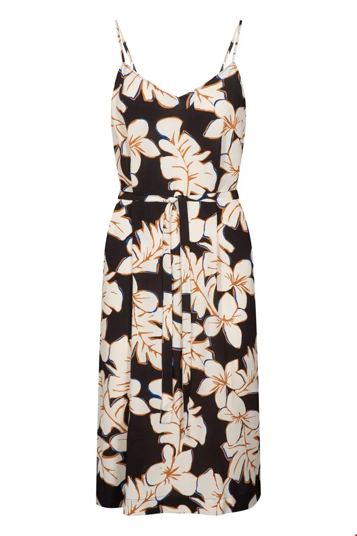 Zwarte jurk van viscose | Zilch dress straps hawaii black