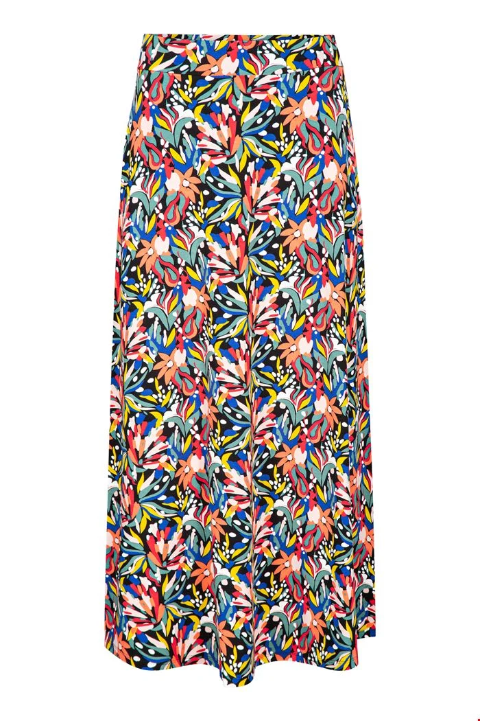 Lange rok met bloemenprint | Zilch skirt long bouquet black