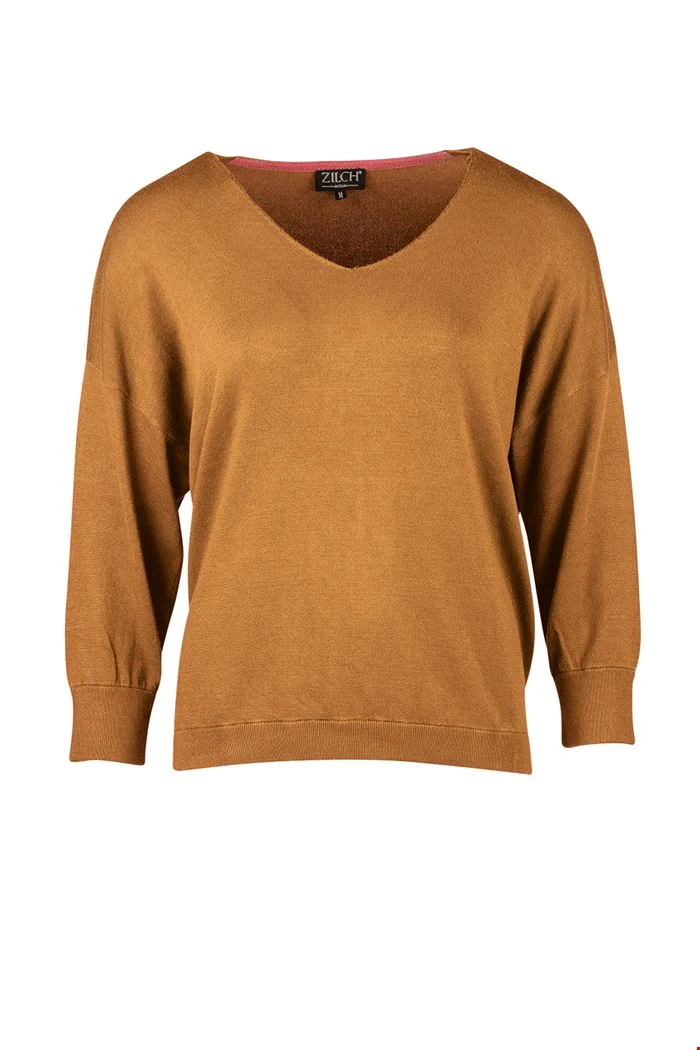 Trui met V-Hals | Zilch sweater v-neck toffee