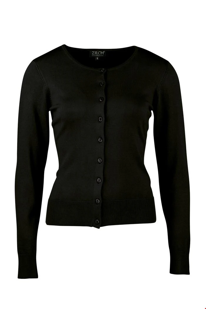 Zwart vest van zachte bamboe | Zilch cardigan round neck black