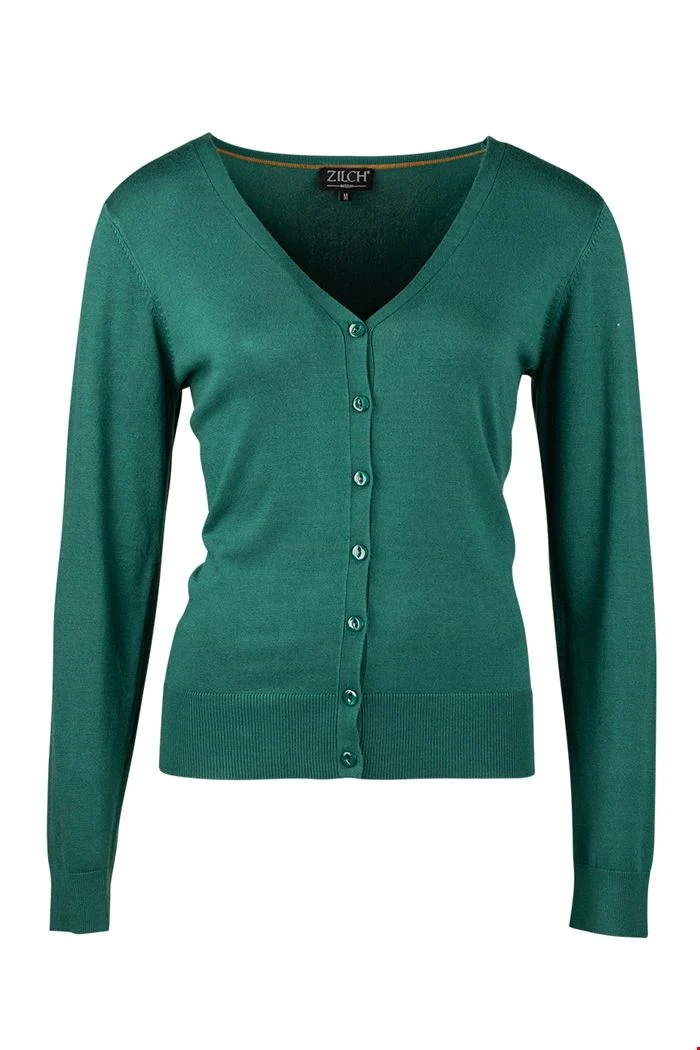 Basic vestje met knoopsluiting | Zilch cardigan v-neck petrol