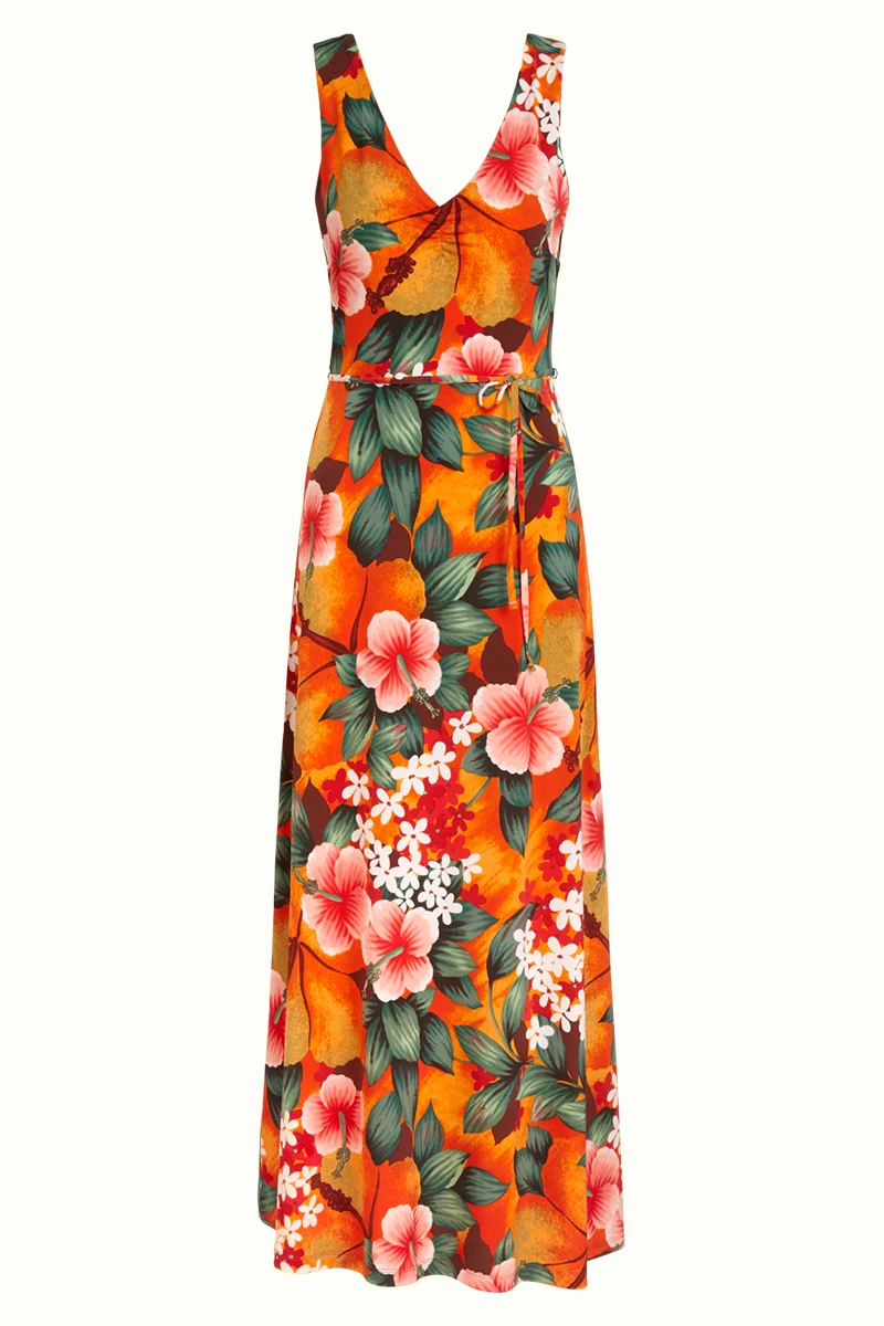 Mouwloze maxi jurk | King Louie Anna maxi dress el segundo popsicle orange