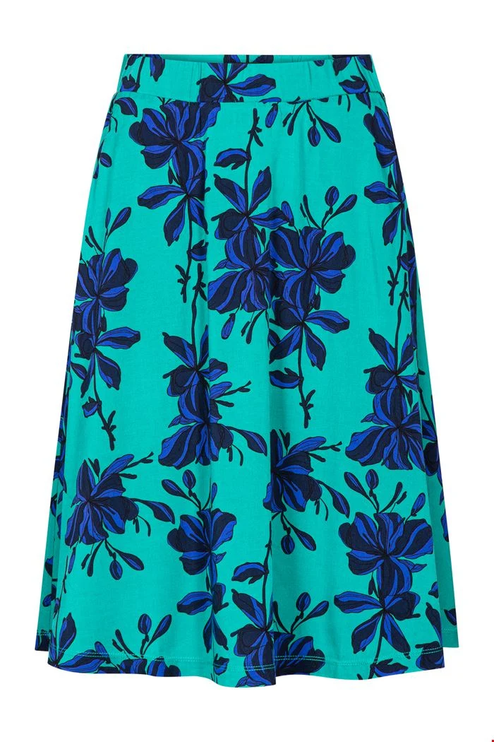 Blauwe rok van viscose | Zilch skirt flowers emerald