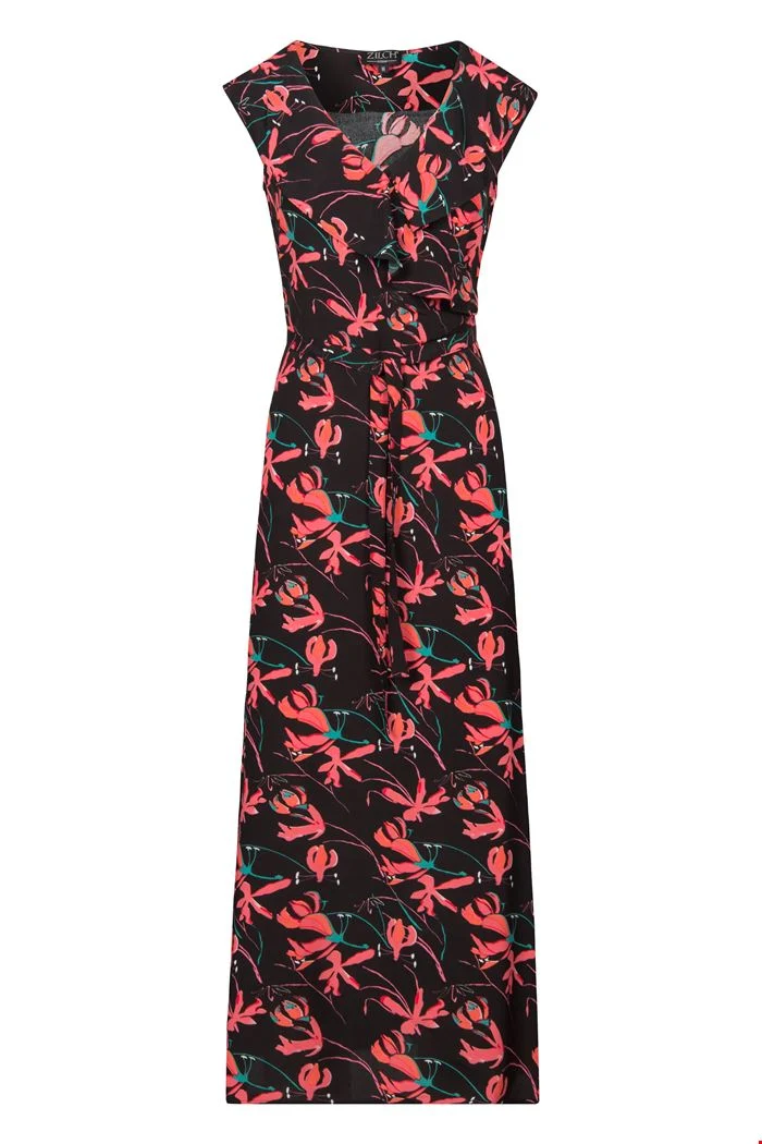 Lange jurk met kapmouw | Zilch dress long orchid black
