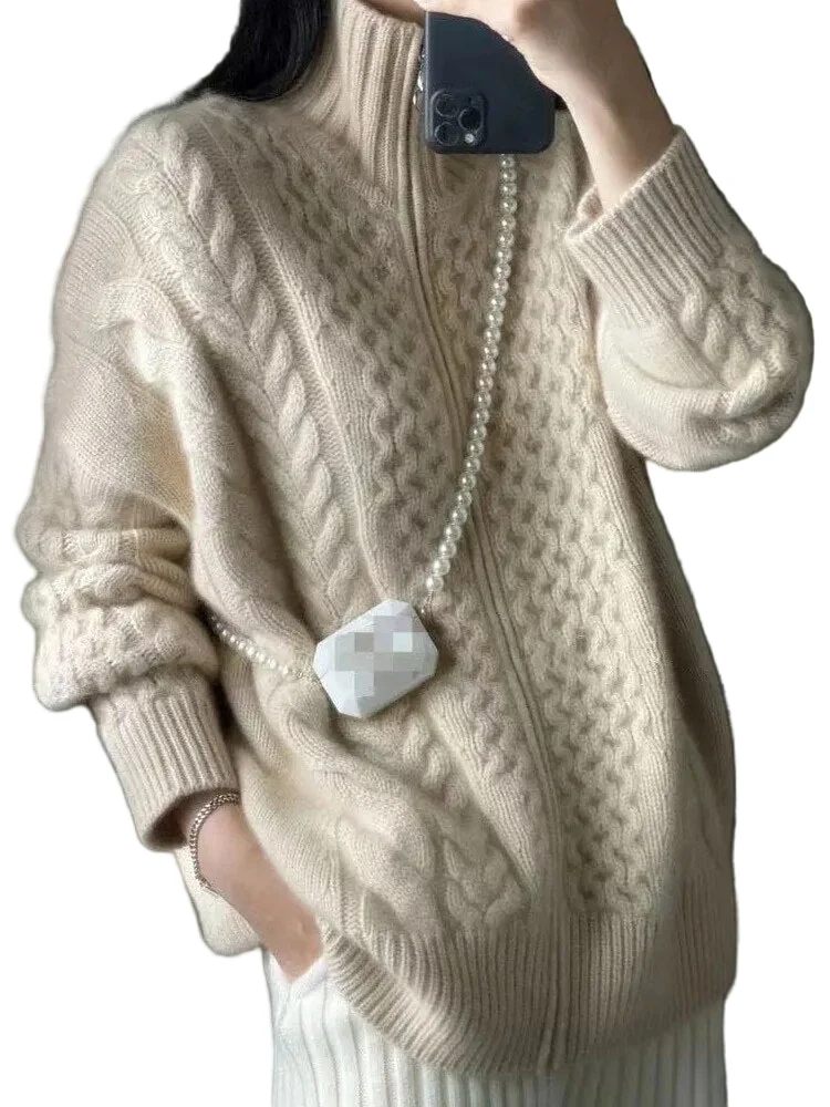 Dames Turtleneck Trui in Kashmir Stijl