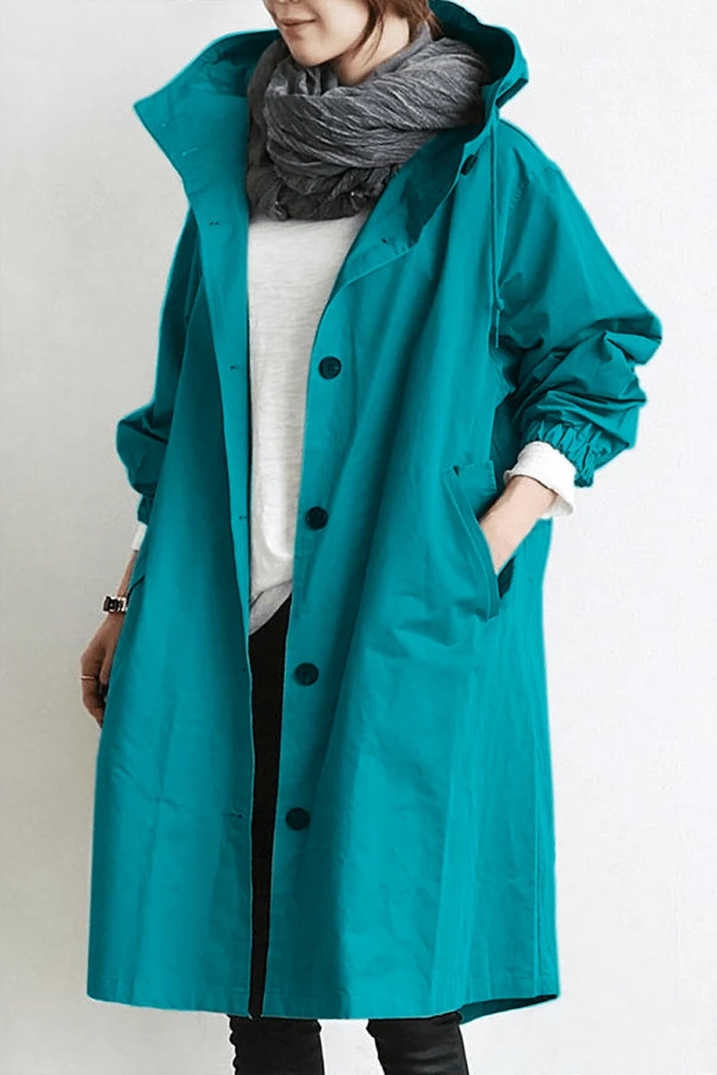 Dames Trenchcoat met Capuchon voor Regenachtig Weer