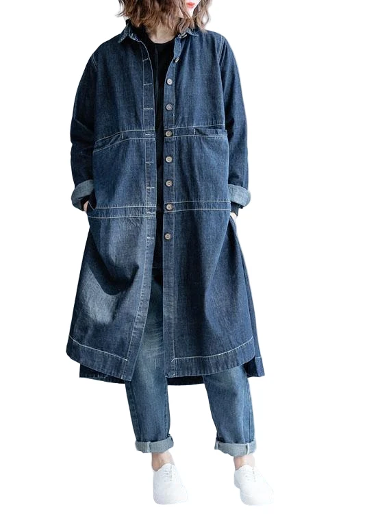 Dames Denim Losse Jas met Open Zijkanten