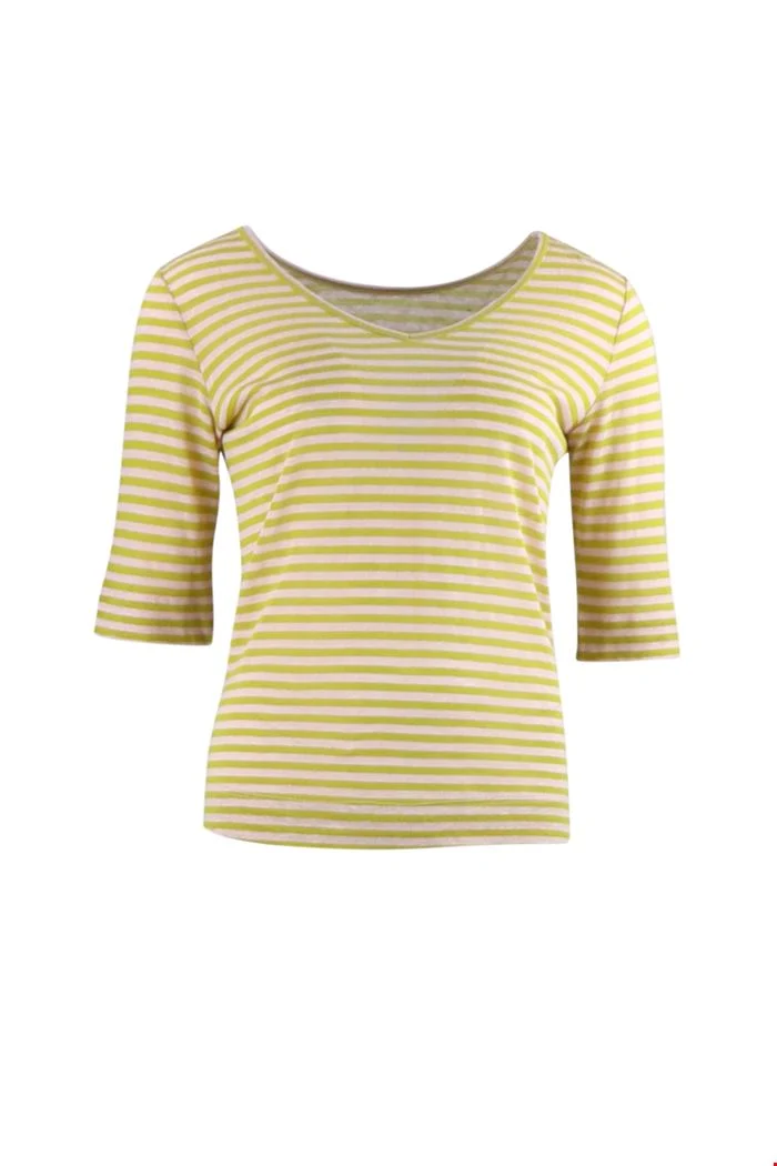 Geel gestreepte top | Zilch top reversible stripes lime