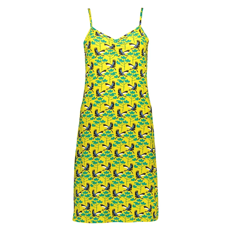 Gele jurk met kraanvogelprint | Bakery Ladies singlet dress crane bird