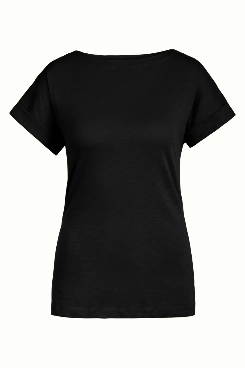 Zwarte top met aangeknipte mouw | King Louie Aria top uni royale black