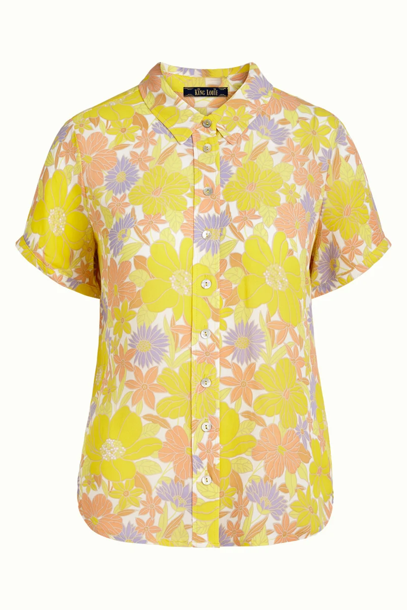 Gele blouse van viscose | King Louie Rosie blouse doyenne yellow pear