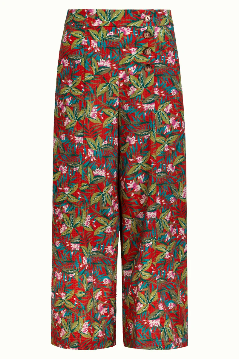Culotte broek met bloemenprint | King Louie melody pants salina red