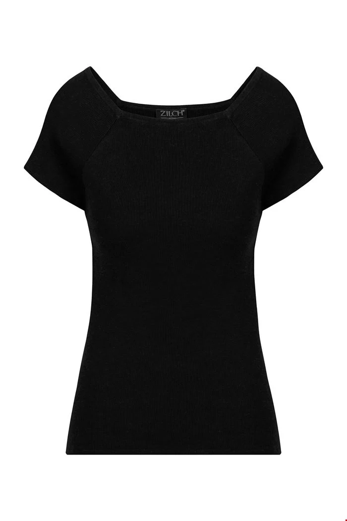 Zwarte basic top | Zilch top short sleeve black