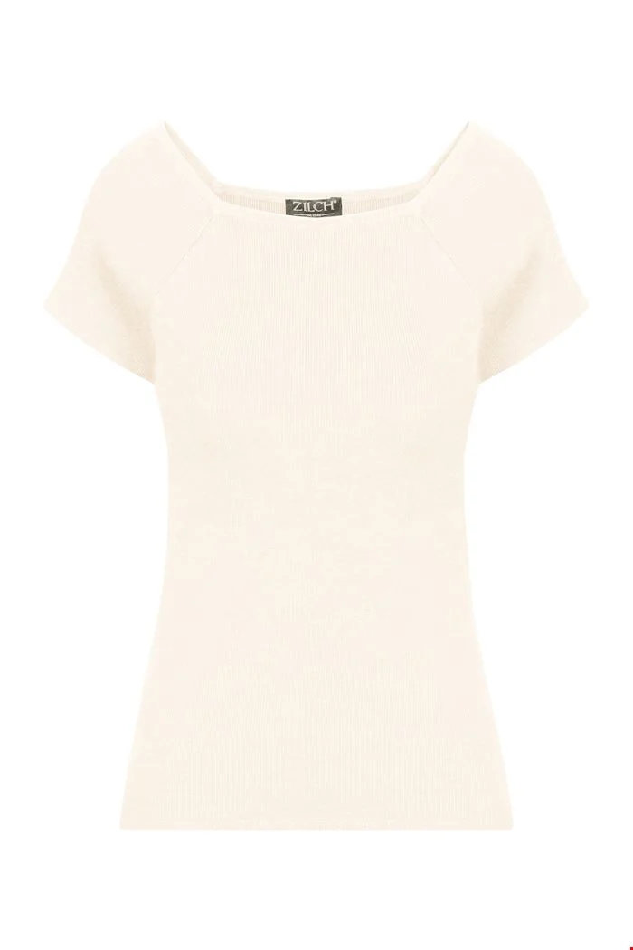 Comfortabele bamboe top | Zilch top short sleeve off white