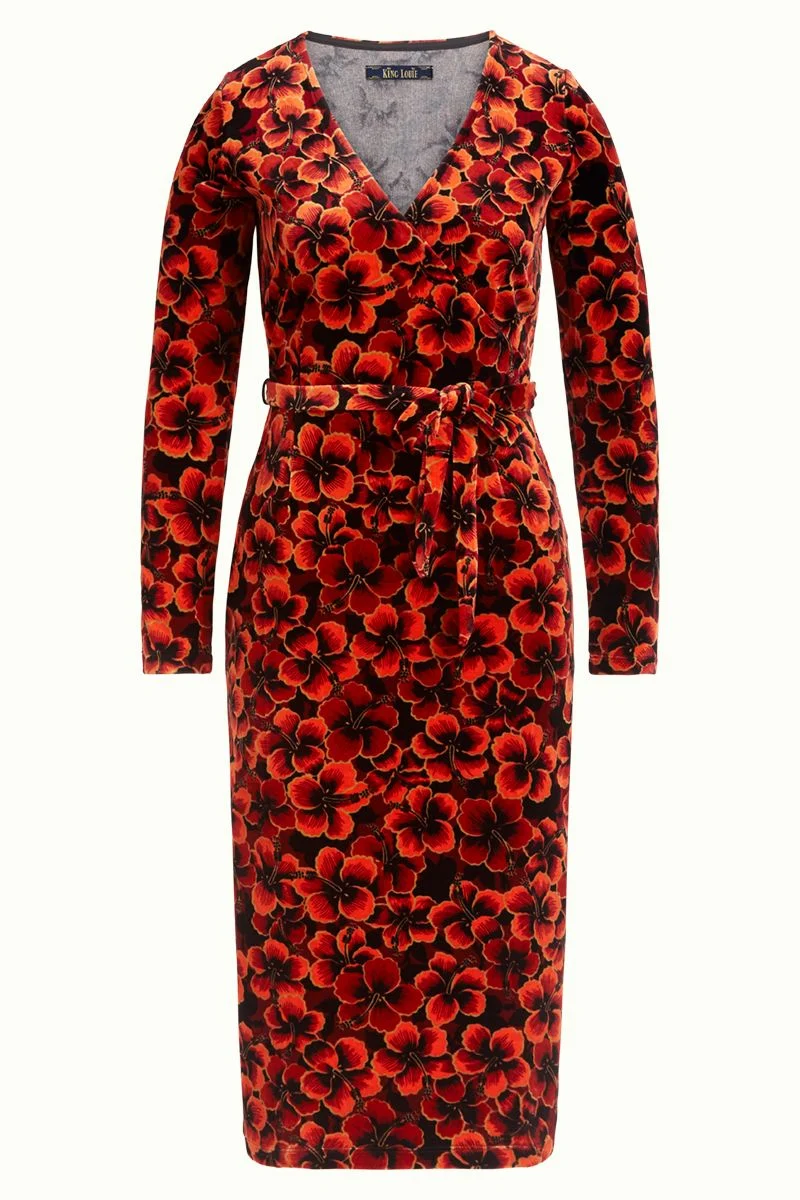 Jurk met overslag decolleté | King Louie Anja dress ceylon true red