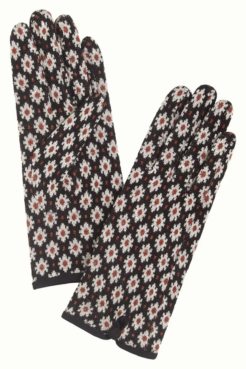 Handschoenen met bloemen print | King Louie glove tate black