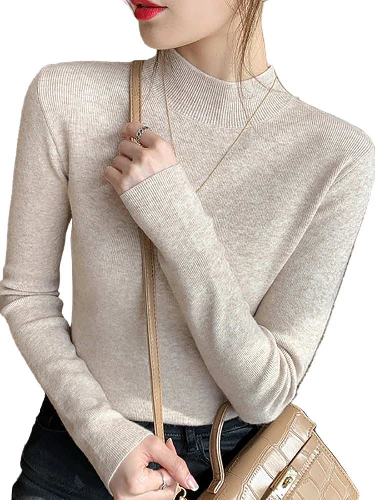 Dames Turtleneck Trui Gebreid Met Lange Mouwen