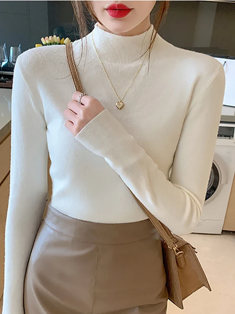 Dames Turtleneck Trui Gebreid Met Lange Mouwen