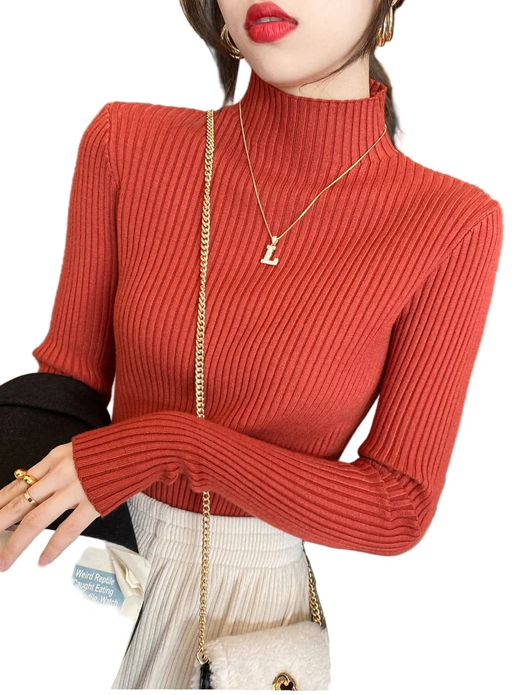 Dames Turtleneck Trui Gebreid Casual Langs Mouwen