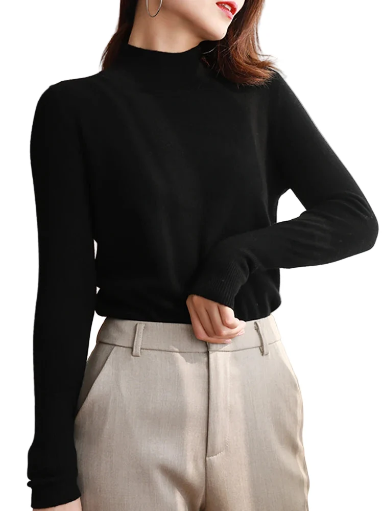 Dames Turtleneck Pullover Gebreide Trui met Lange Mouwen