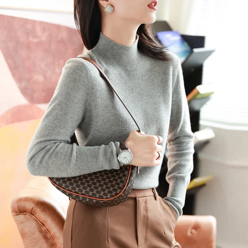Dames Turtleneck Pullover Gebreide Trui met Lange Mouwen