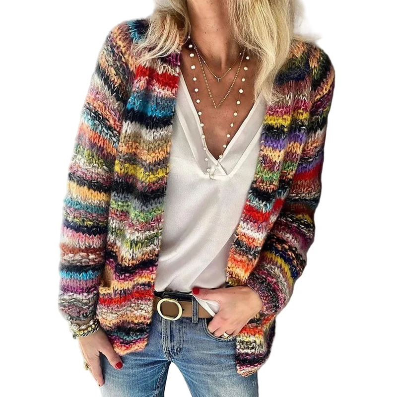 Dames Cardigan Gebreid Casual Losse Jas voor Herfst en Winter