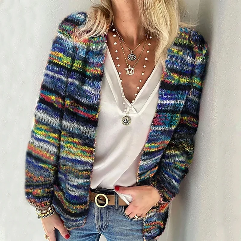 Dames Cardigan Gebreid Casual Losse Jas voor Herfst en Winter