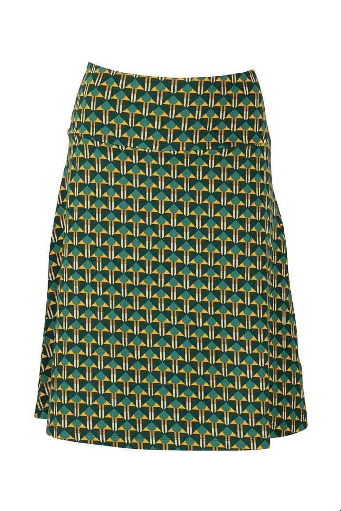Rok met brede tailleband | Zilch skirt A line art deco forest