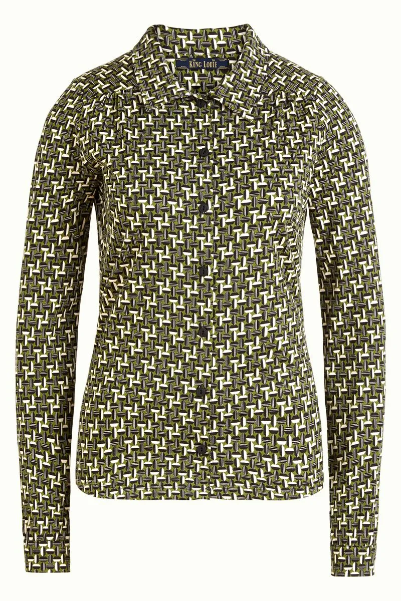 Blouse met kraag | King Louie blouse Noshi olive green