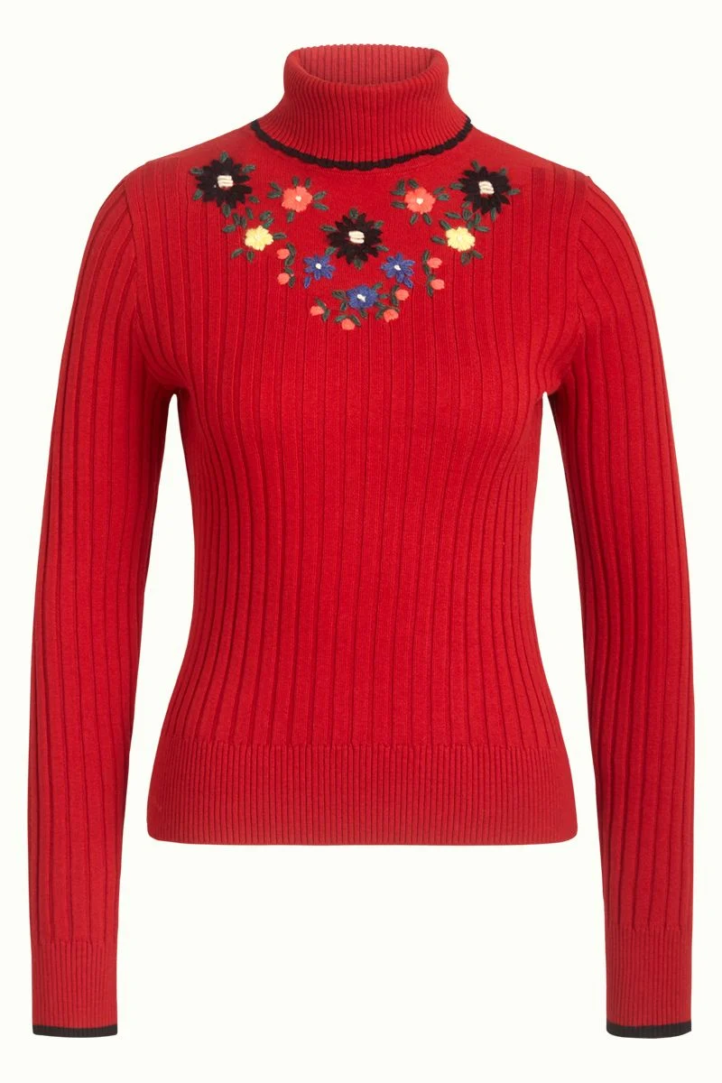Rode coltrui | King Louie cheri sweater Fleur chili red