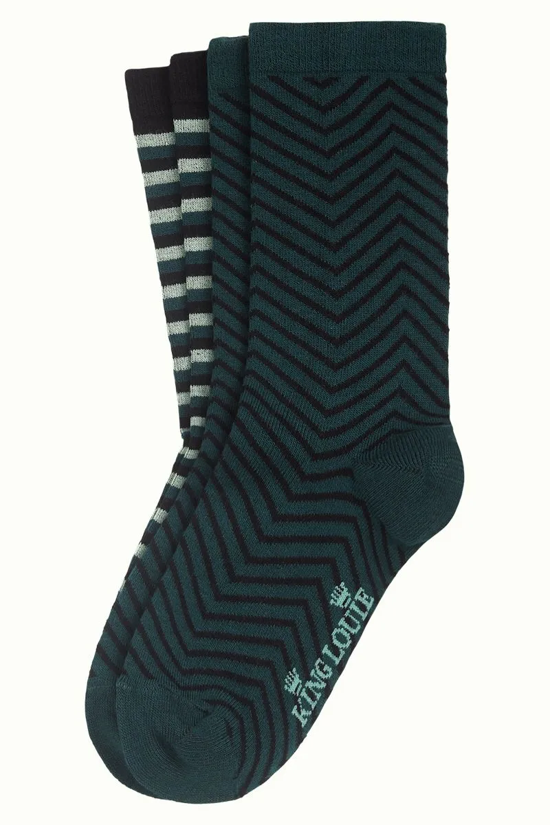 2 paar zachte sokken | King Louie socks 2-pack roman stripe black