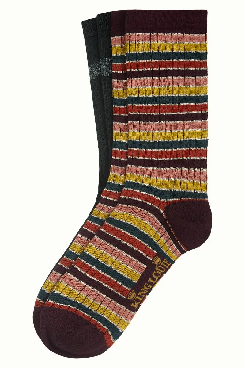 2 paar sokken van bamboe | King Louie socks 2-pack reina grape red