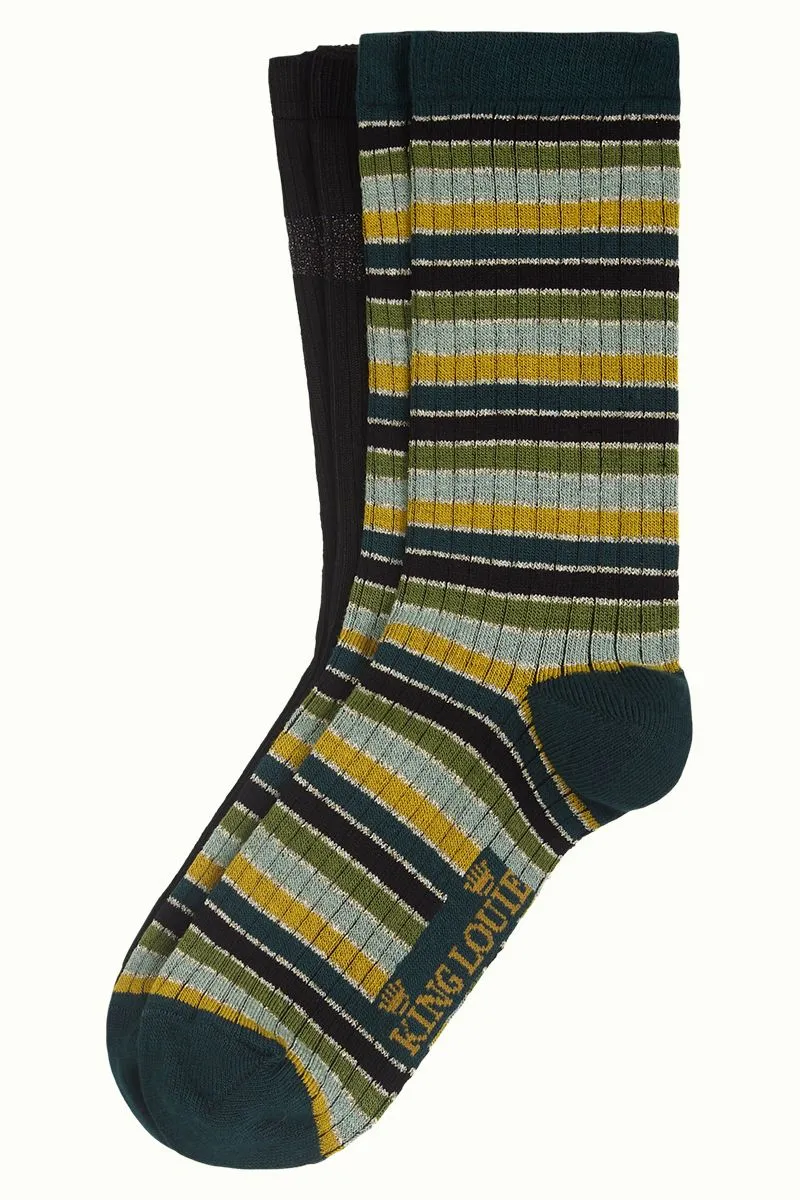 Comfortabele zachte sokken | King Louie socks 2-pack reina pine green