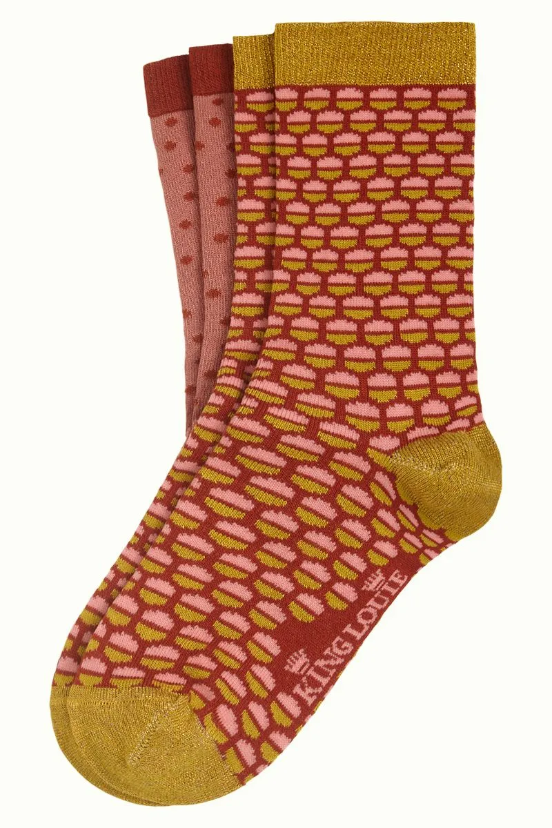2 paar sokken van bamboe | King Louie socks 2-pack globe curry yellow