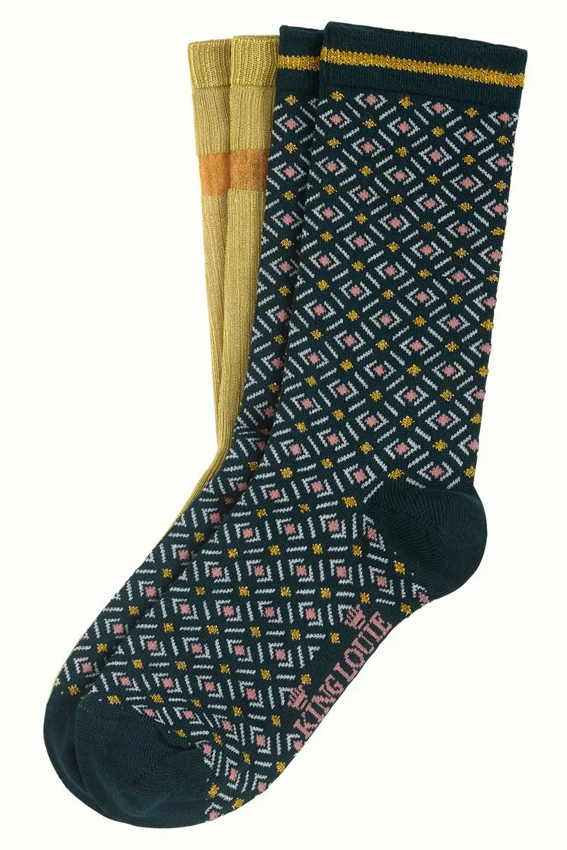 Sokken van vochtopnemend bamboe | King Louie socks 2-pack conte pine green