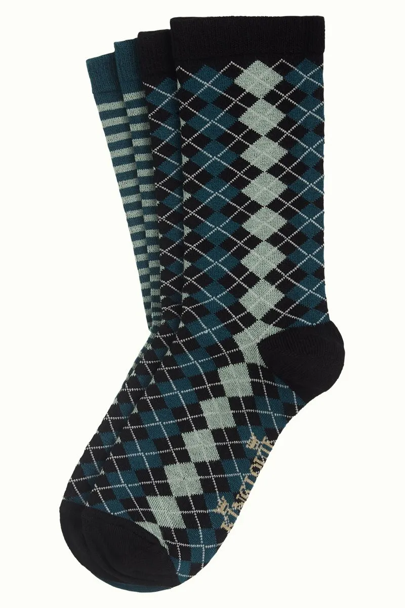 Sokken van vochtopnemend bamboe | King Louie socks 2-pack aberdeen dragonfly green
