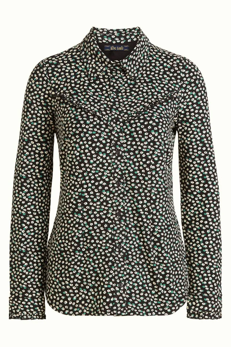 Blouse met gepofte mouw | King Louie Nala collar blouse sevres black