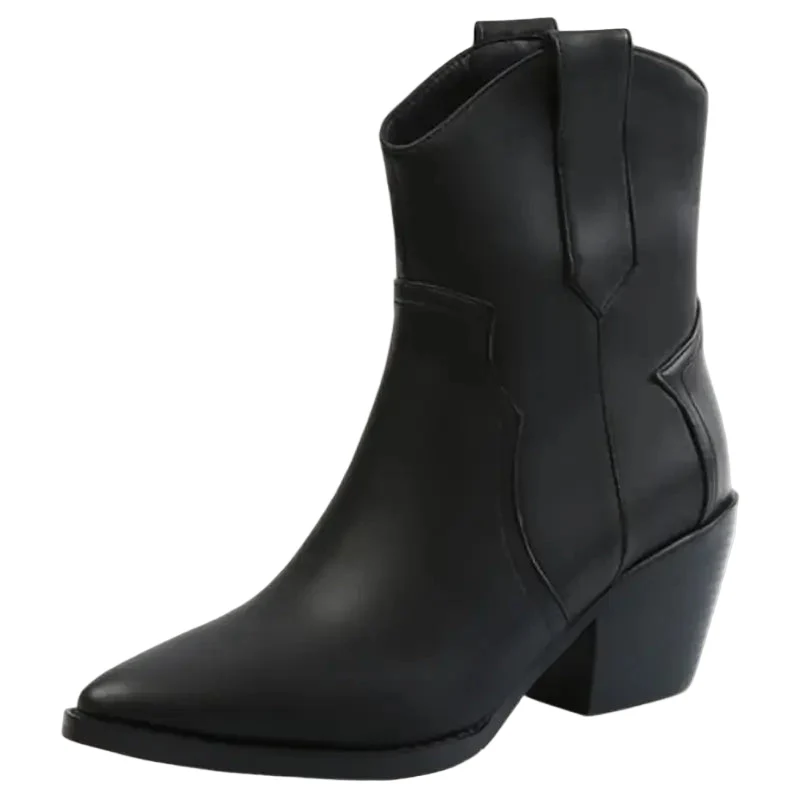 Dames Korte Cowboylaarzen Moderne Westernstijl Imitatieleer